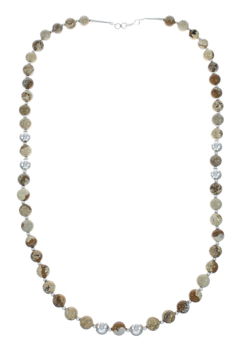 Sterling Silver Native American Picture Rock Bead Necklace Set X10224